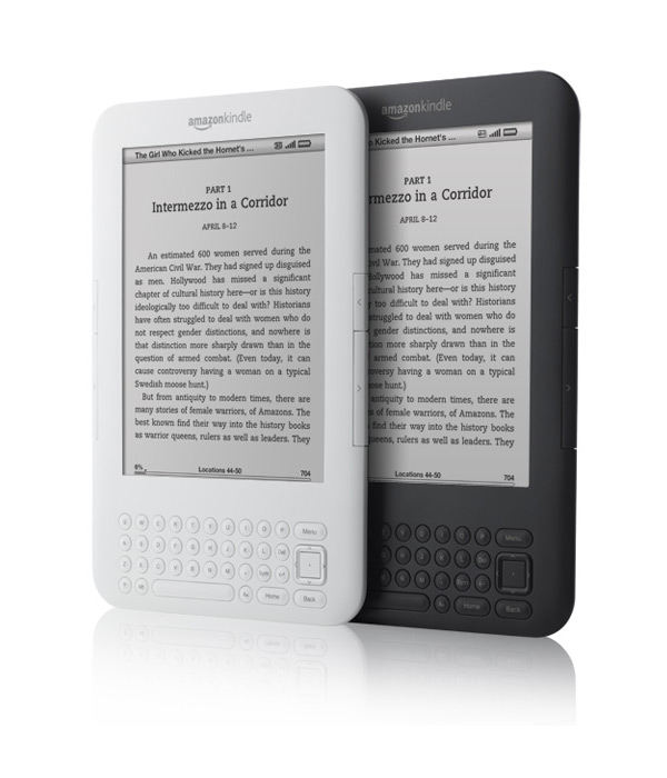 Amazon Kindle in gray and white