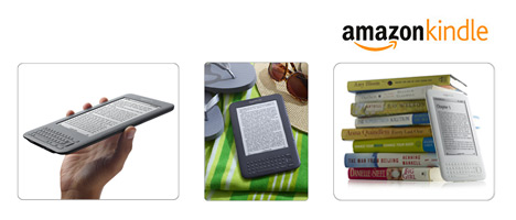 Kindle 3 - Against books, on the beach and in hand - Product logo