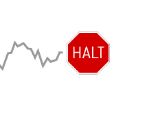 -- Illustration of a Stock Halt - Chart and a Sign --