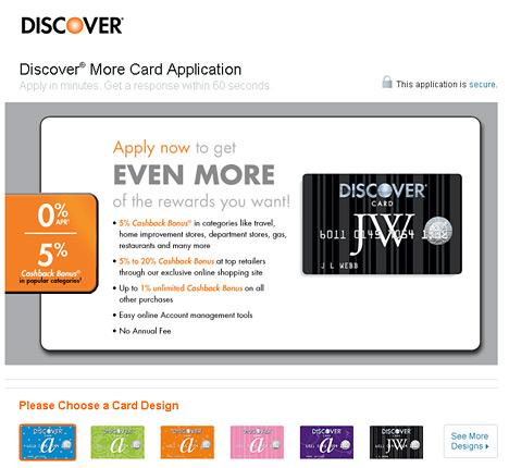-- apply for a discover transfer card --