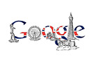 -- Google logo with London theme --