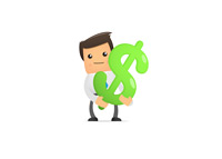 Taking ownership of money - Man holding a dollar - Illustration