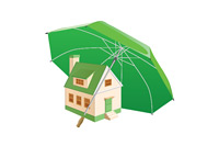 Home Insurance Illustration - House covered by an umbrella