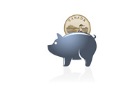 Canada Looney and Piggy Bank - Illustration