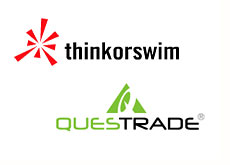 reviews of online brokers - thinkorswim and questrade company logos