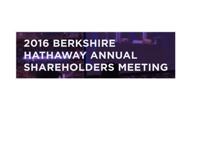 The sign for the 2016 Berkshire Hathaway annual shareholders meeting - Broadcast by Yahoo