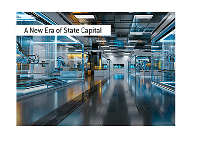 Futuristic semiconductor fabrication facility with robotic manufacturing systems and glowing cleanroom lighting.