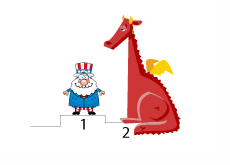 America and China on a podium - Illustration