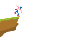 -- Illustration of a person, representing america, standing on the edge of the cliff - almost falling --