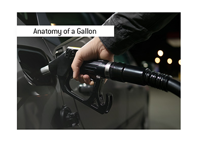Editorial photograph of a driver filling a car with gasoline at an ordinary American gas station.