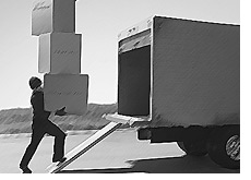 financial term back up the truck - guy loading the truck - illustration