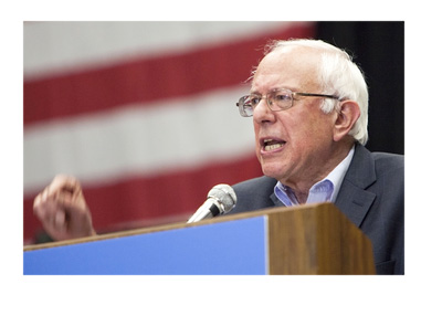 Bernie Sanders speech in front of the American flag ahead of the US Presidential Elections