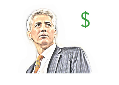 The drawing of hedge fund manager Bill Ackman looking into the distance.