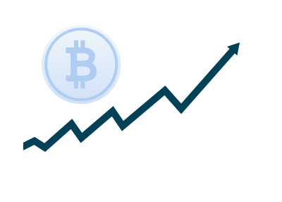 The rise of Bitcoin.  Illustration / concept.