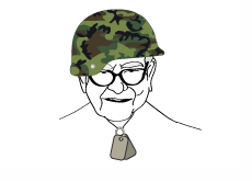 Warren Buffett in army gear - Illustration
