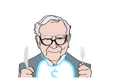 -- Illustration of Warren Buffet - Ready for Dinner --