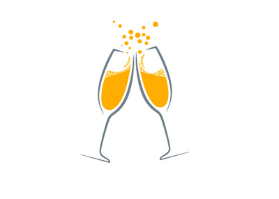 Champagne cheer - Two glasses - Vector Drawing