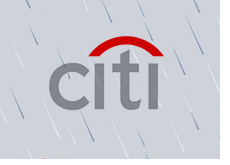 rain falling on the citigroup logo