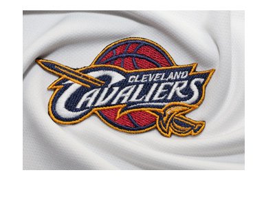 Cleveland Cavaliers logo on the jersey. Closeup. Turbulence in the offseason.