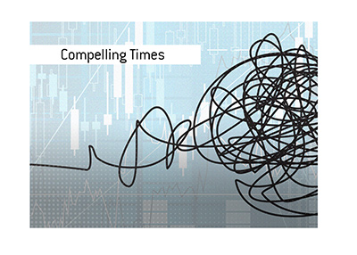 Compelling times. Manufactured chaos. Financial world in turmoil. Illustration.
