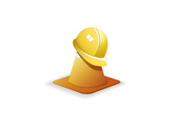 Construction hat and a traffic cone - Illustration