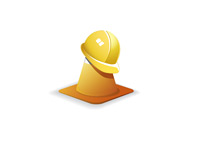 Construction hat and a traffic cone - Illustration