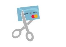 Cutting a credit card with scizzors - Illustration