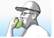 dave manuel eating an apple - how to select a trading newsletter