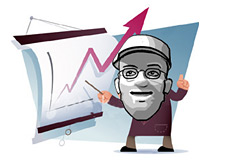 dave is pointing to a chart for a company that is skyrocketting -  lahde capital - hedge fund