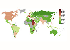 world map - gdp and debt - percentage