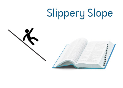 The meaning of the term Slippery Slope in English language.  Examples and illustration are provided.