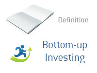 Definition of Bottom-up Investing - Financial Dictionary - Illustration of a Businessman running up on a green arrow