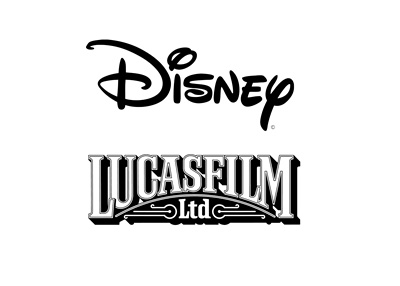 Disney and Lucasfilm - Company logos - Black and white colour