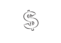 Dollar Sign - Illustration - Black and White