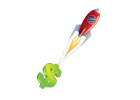 Rocket pulling up a US Dollar - Illustration