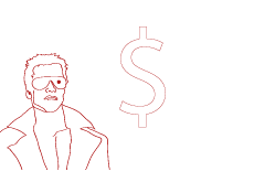-- Terminator and the dollar sign - Illustration --