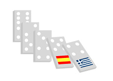 -- Dominos falling one by one - Greece, Spain etc.- Bond Defaults --