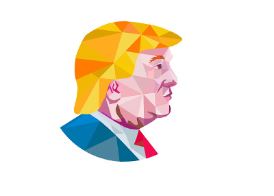 Artistic profile of Donald Trump. Polygon style.