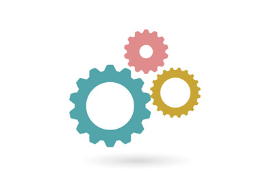 Employment - Illustration / Concept - Gears / Cogs in three colours