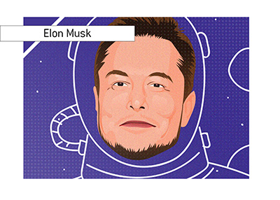 Elon Musk in a purple space suit. Polarizing figure he is to say the least.