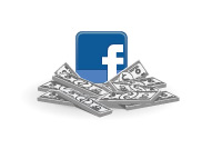 Facebook logo sitting on cash - Illustration