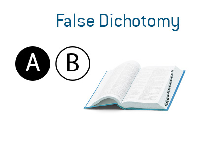 The meaning and definition of the term false dichotomy is explained and illustrated.