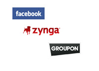 Facebook, Zynga and Groupon logos