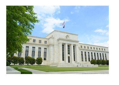 The United States Federal Reserve building on a sunny summer day