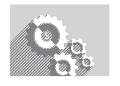 The Financial Cogs - Illustration - Grey colour. Jobs report.
