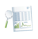 Financial Report - Illustration - Magnifying Glass and Papers with a charts