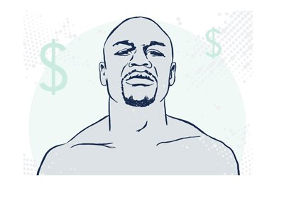 The drawing of one of the best boxers of all time - Floyd Mayweather - The Money Man.