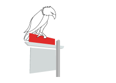 Illustration of an American bald eagle on top of a sign for foreclosure