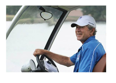 George W. Bush - Riding in a golf cart - Facebook photo