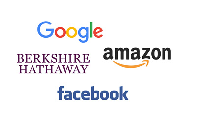 Google, Amazon, Berkshire Hathaway and Facebook - Company logos